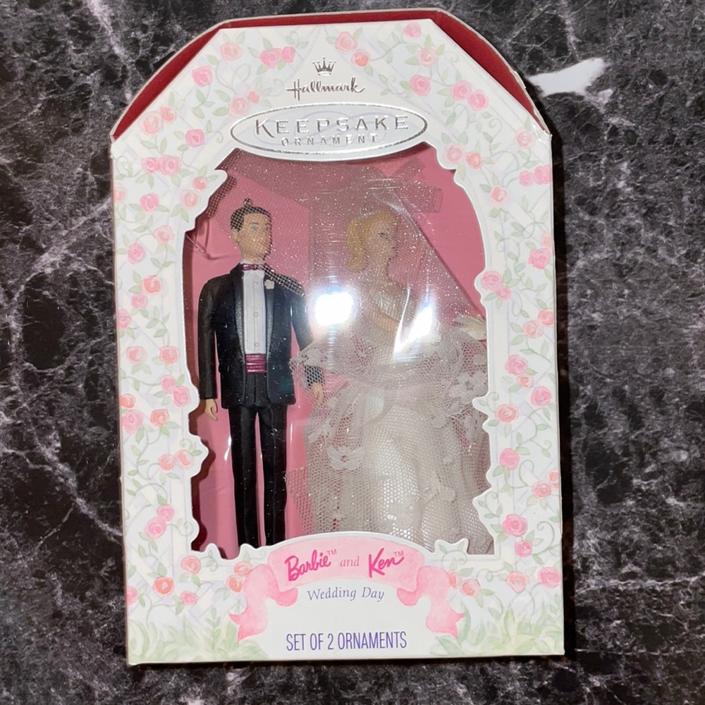 NIB hallmark Barbie and Ken ornaments set
